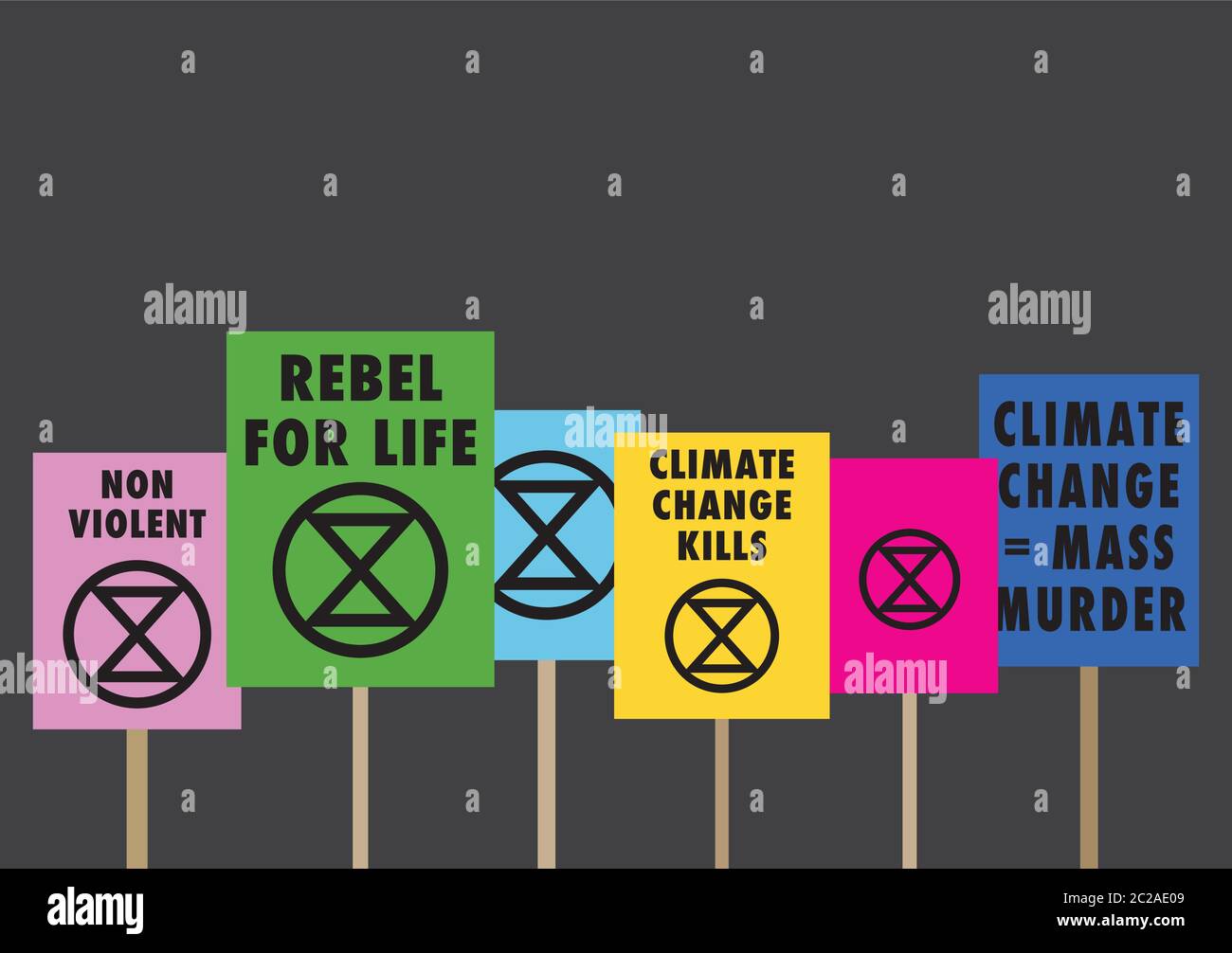 I cartelli per la ribellione per l'estinzione dei cambiamenti climatici Illustrazione Vettoriale