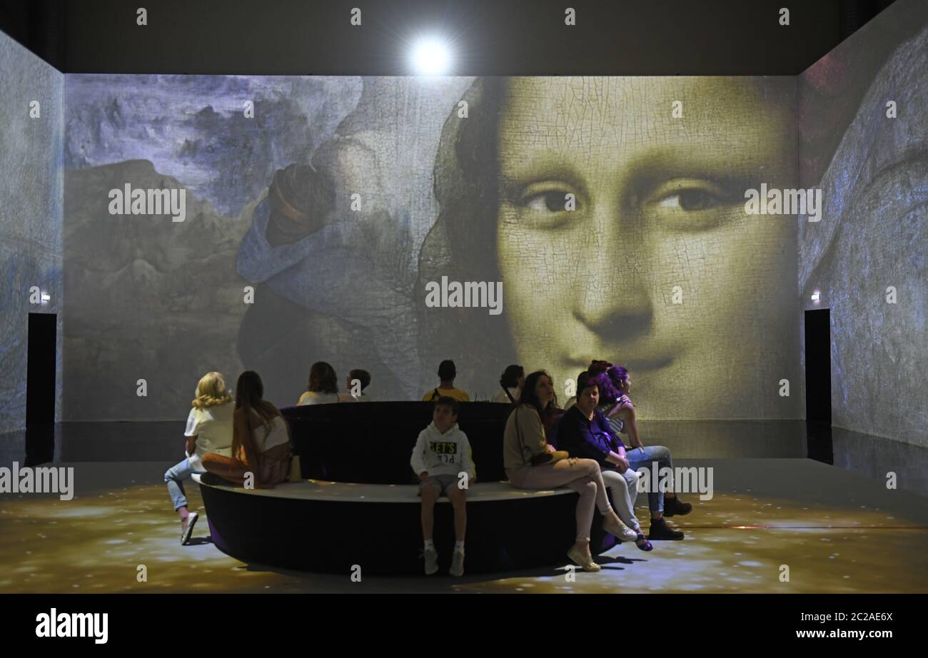 Mostra Leonardo 3D PER celebrare il 500° anniversario della morte dell'artista e scienziato italiano, Leonardo da Vinci. Foto Stock