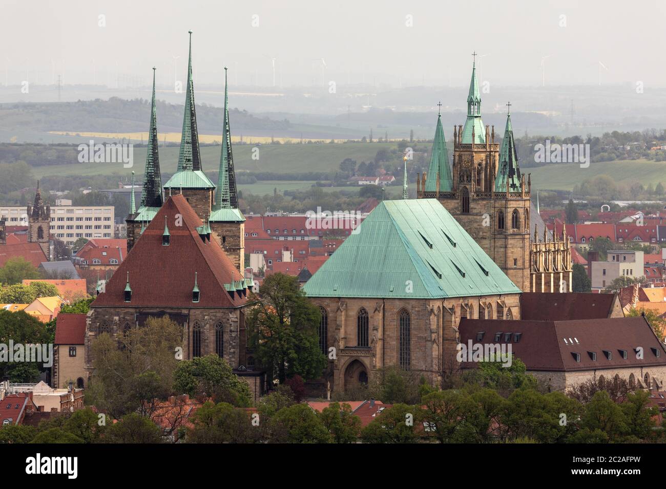 Cattedrale di Erfurt e severi chiesa Foto Stock