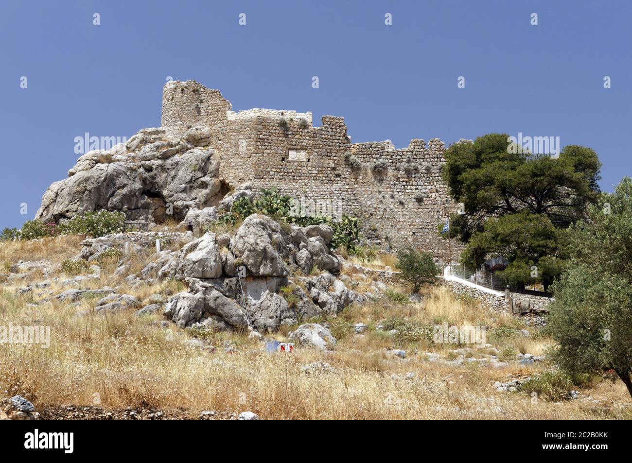 Xv secolo castello Chrisocherias, costruita dai Cavalieri di San Giovanni, Kalymnos, isole Dodecanesi, Grecia. Foto Stock