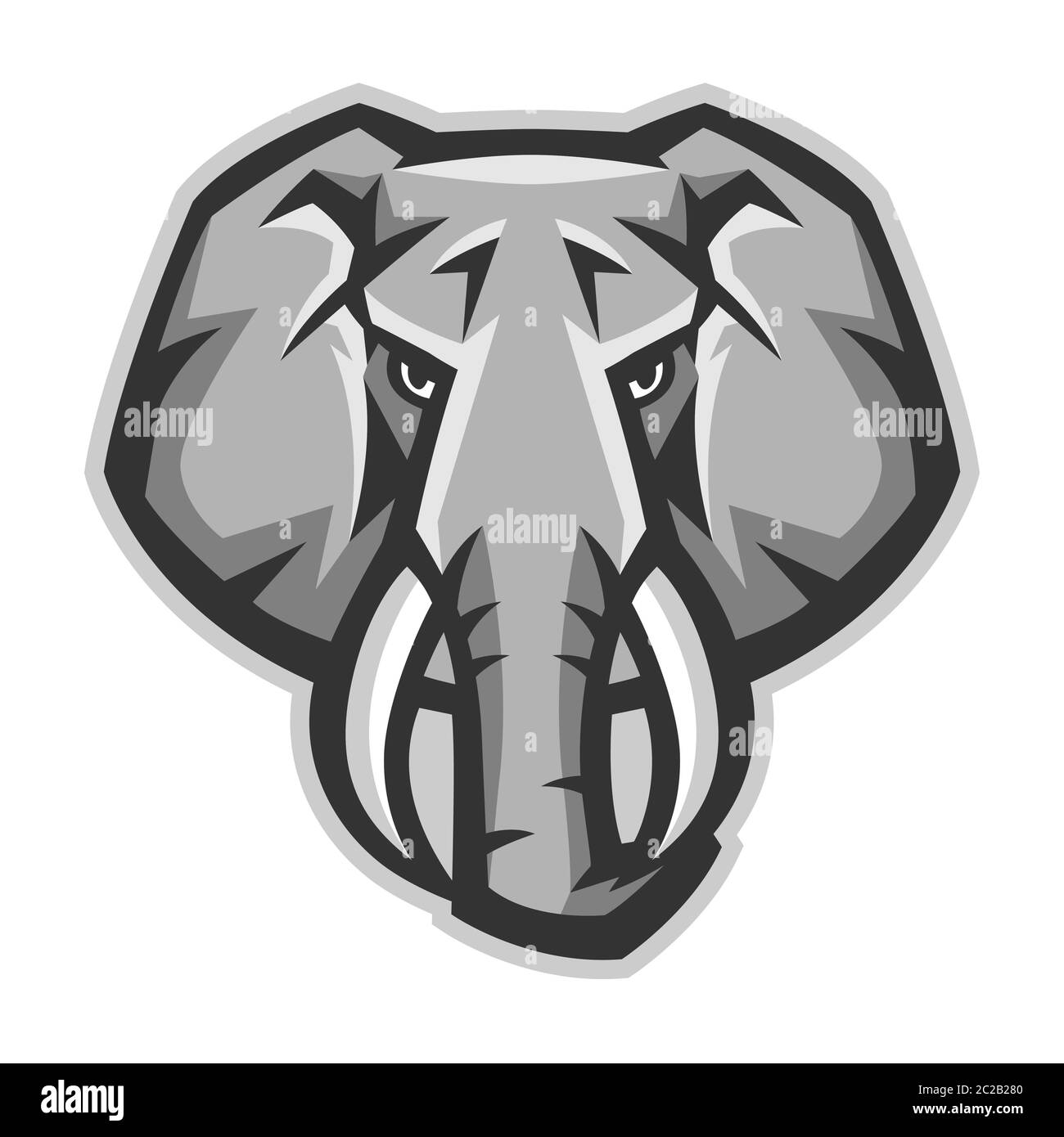 Testa di elefante stilizzata Mascot. Illustrazione Vettoriale