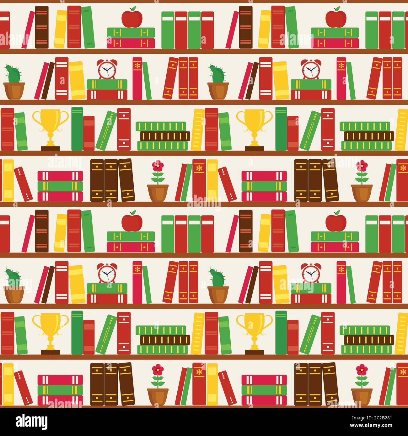 Motivo senza cuciture con librerie. Background scolastico. Illustrazione vettoriale. Illustrazione Vettoriale