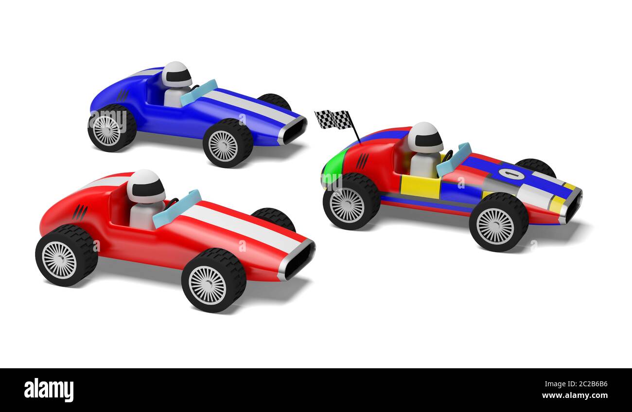 Leadership vincitore diverse auto sportive univoche gara individualità 3D Foto Stock