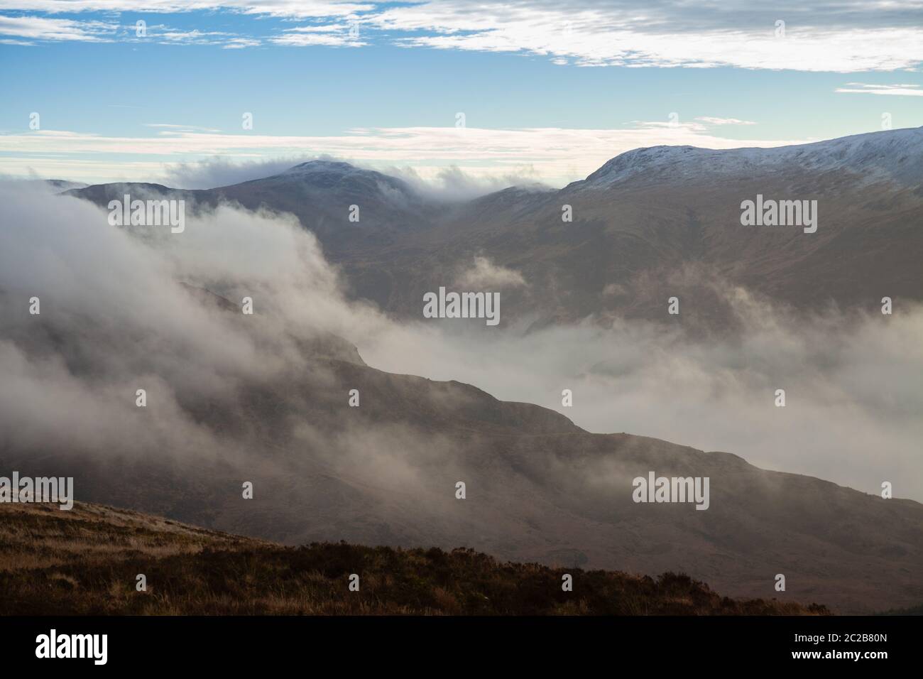 Una mattina misteriosa a Glen Trool , Dumfries & Galloway, Scozia Foto Stock