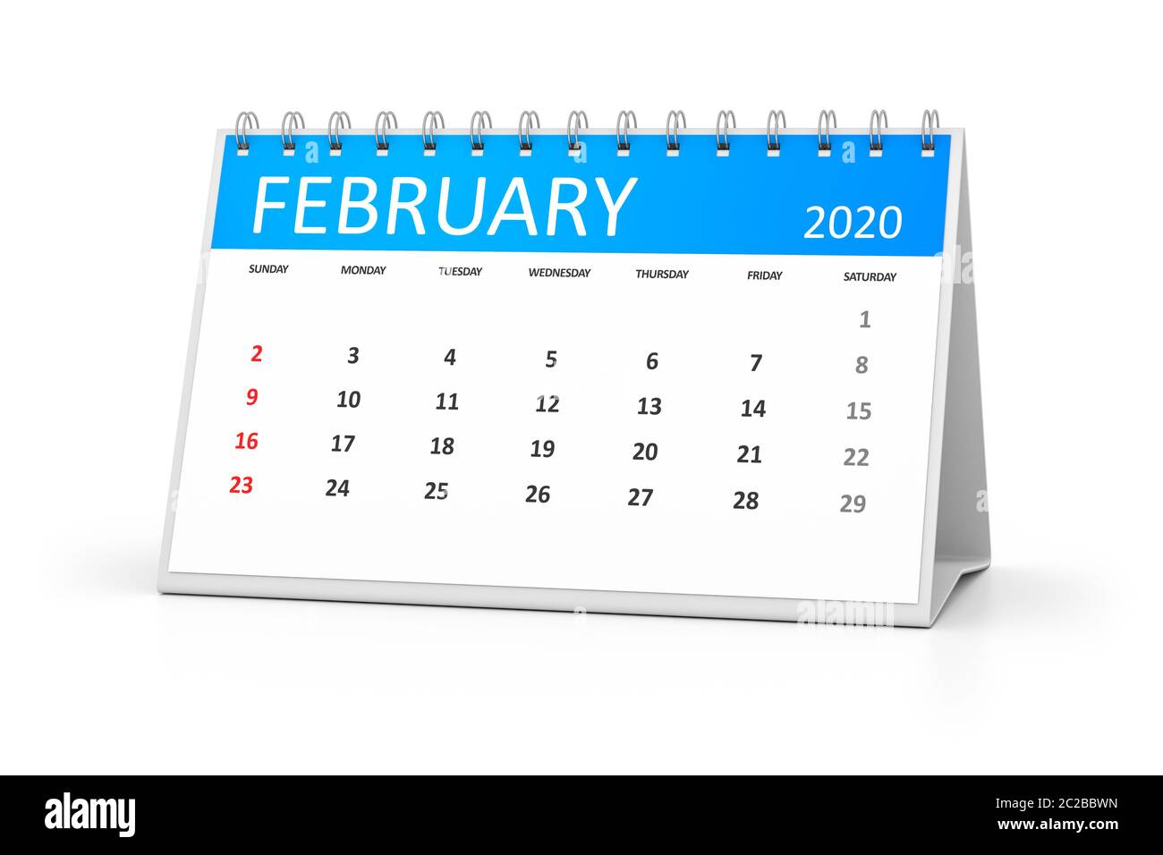 calendario delle tavole 2020 febbraio Foto Stock