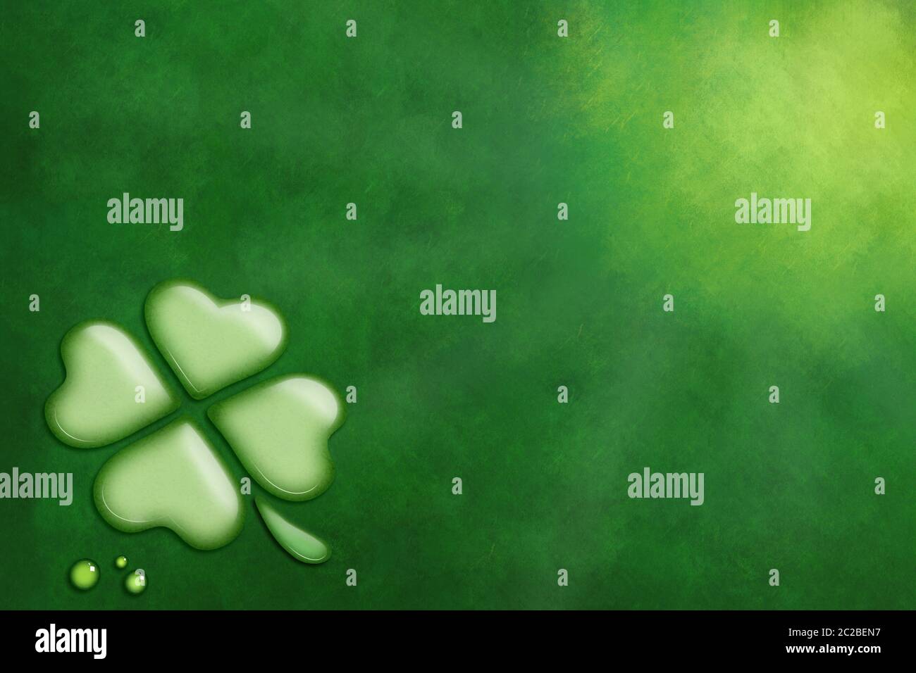 Sfondo verde con shamrock, giorno di san patrizio Foto Stock