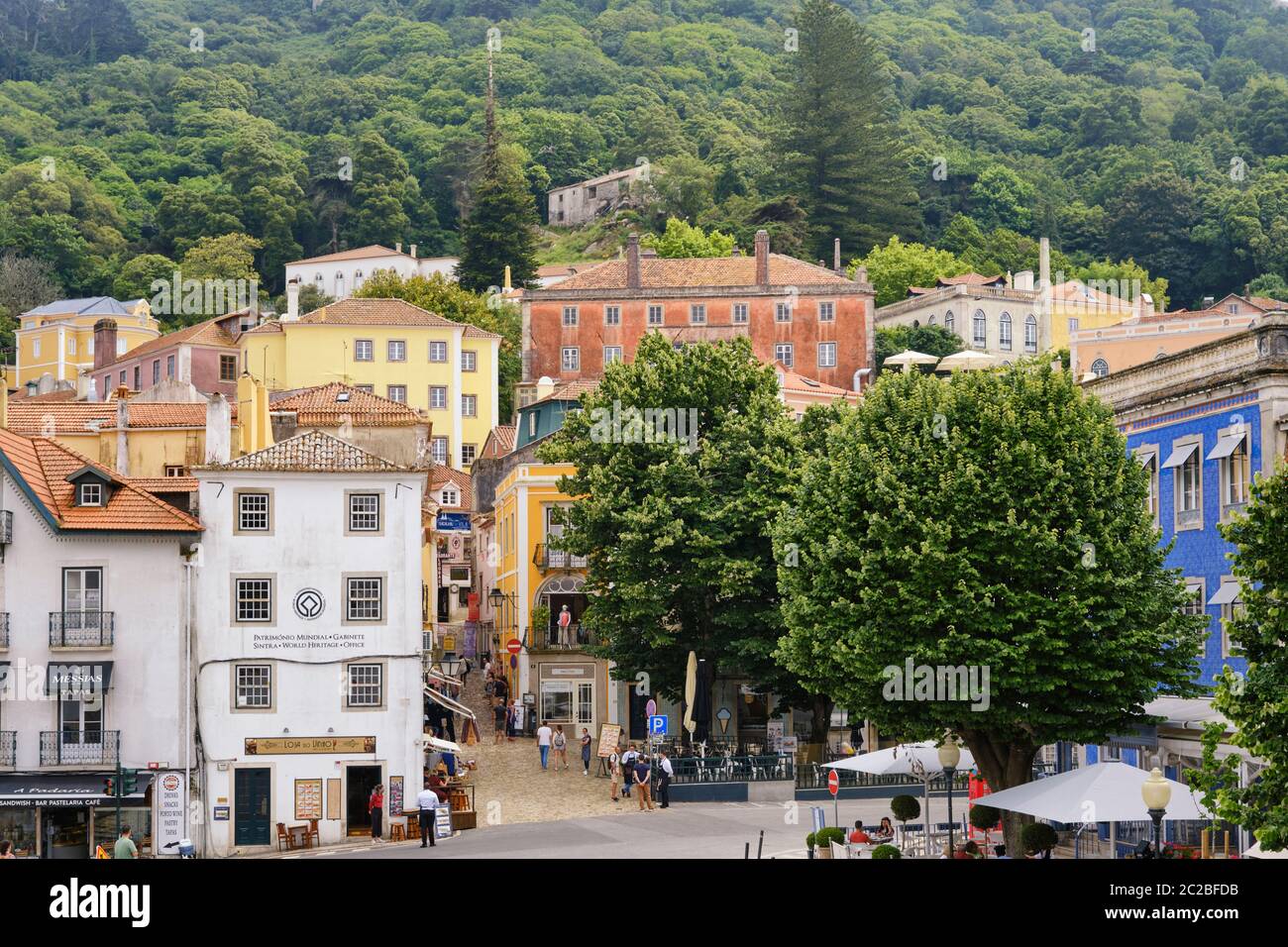 Città vecchia di Sintra. Un sito patrimonio dell'umanità dell'UNESCO. Portogallo Foto Stock
