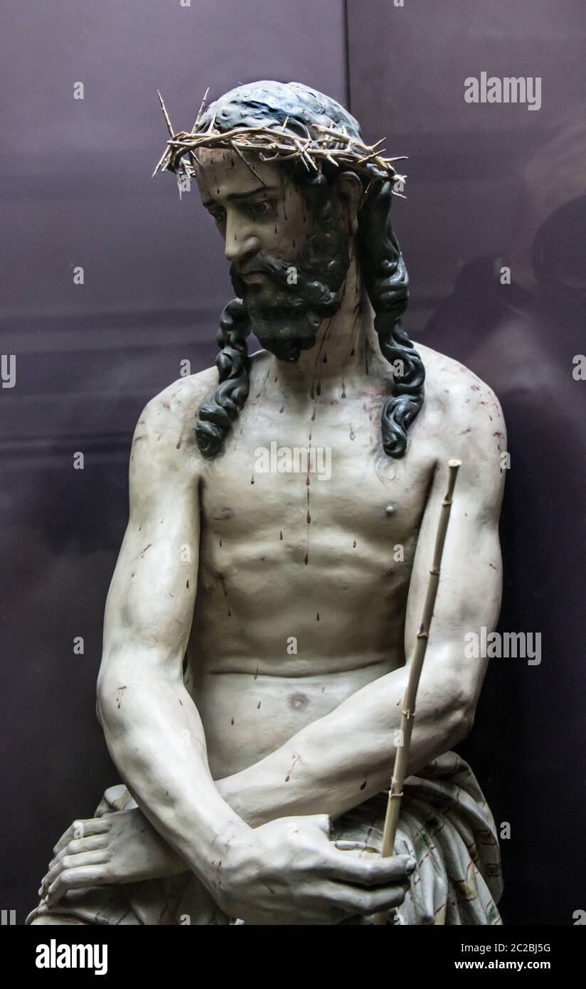 Statua dipinta di Cristo: Cattedrale di Segovia. Spagna Foto Stock