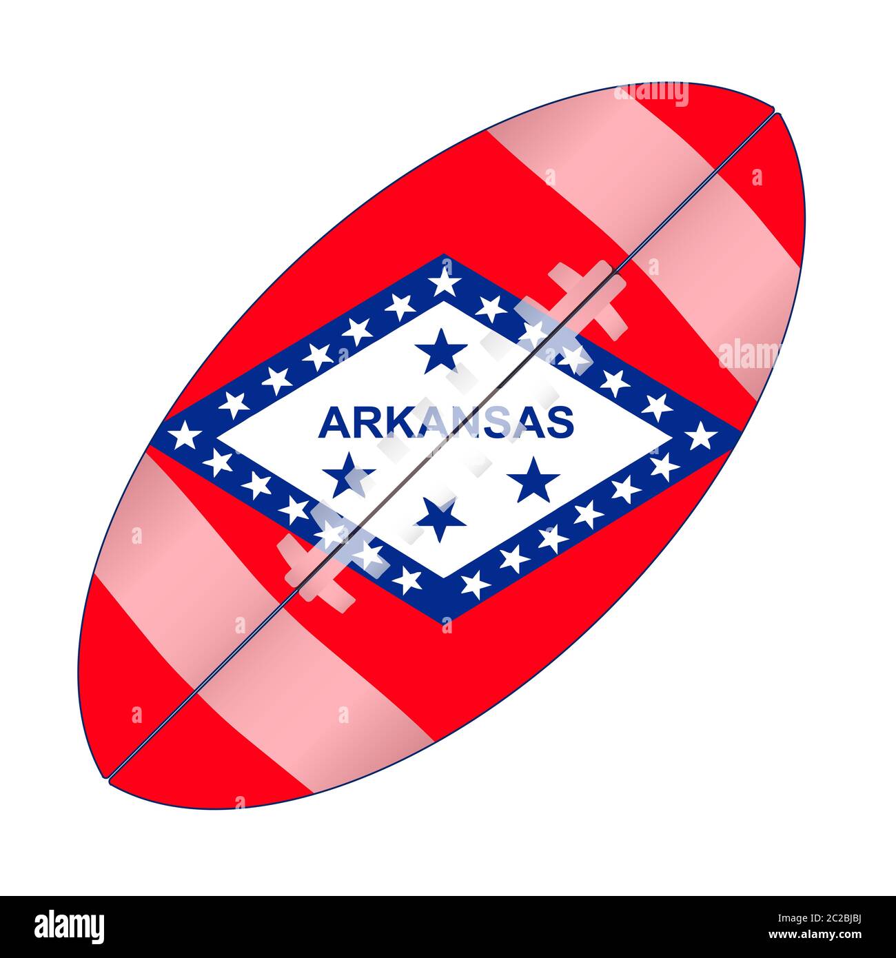 Un tipico american type foorball su uno sfondo bianco con la bandiera di Arkansas Foto Stock