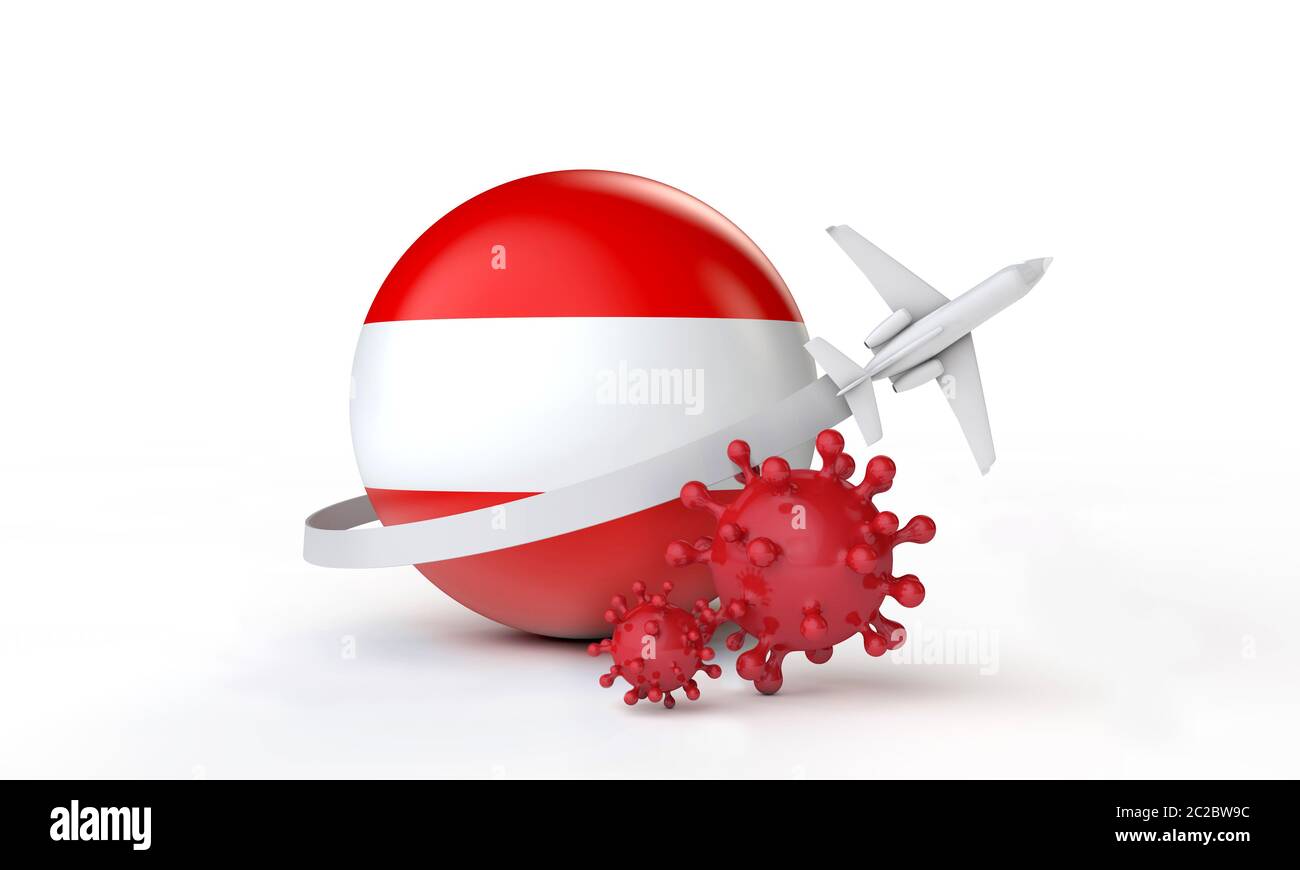 Austria concetto di viaggio per l'epidemia di cononavirus. Rendering 3D. Foto Stock