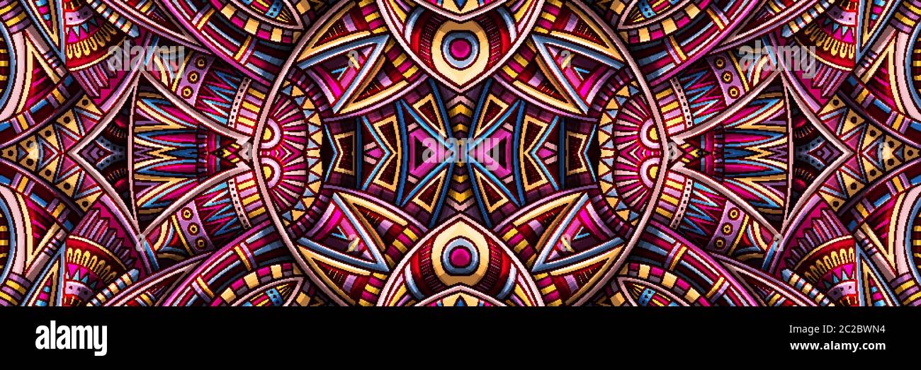 Astratto etnico tappeto ornamentale senza cuciture modello. Sfondo vintage vettoriale. Illustrazione Vettoriale