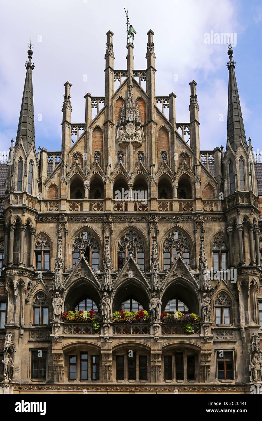 Dettaglio del fronte Sud del nuovo Municipio di Monaco Foto Stock