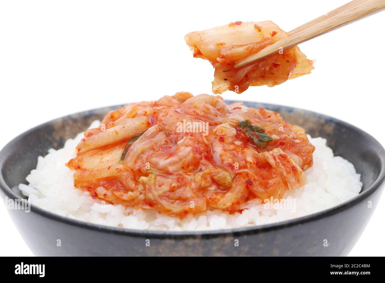 Cibo coreano, cuocere il riso bianco con kimchi Foto Stock