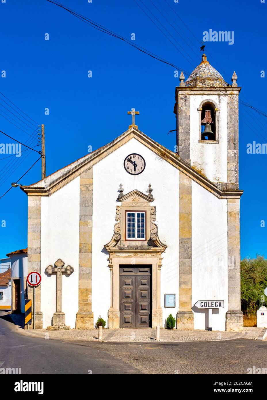 Igreja paroquial de Santa Cruz de Pombalinho, Pombalinhom, Portogallo Foto Stock