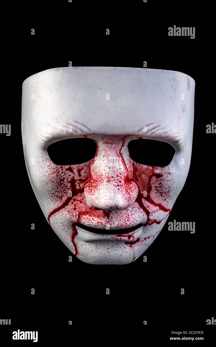 Maschera di sangue isolati su sfondo nero con percorso cliiping Foto stock  - Alamy