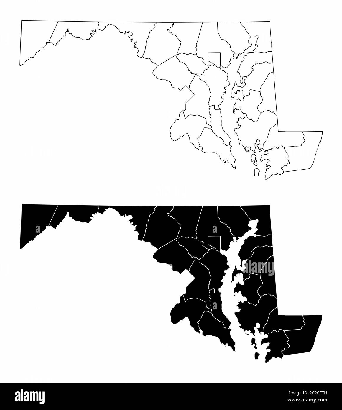 Mappe della contea del Maryland Illustrazione Vettoriale
