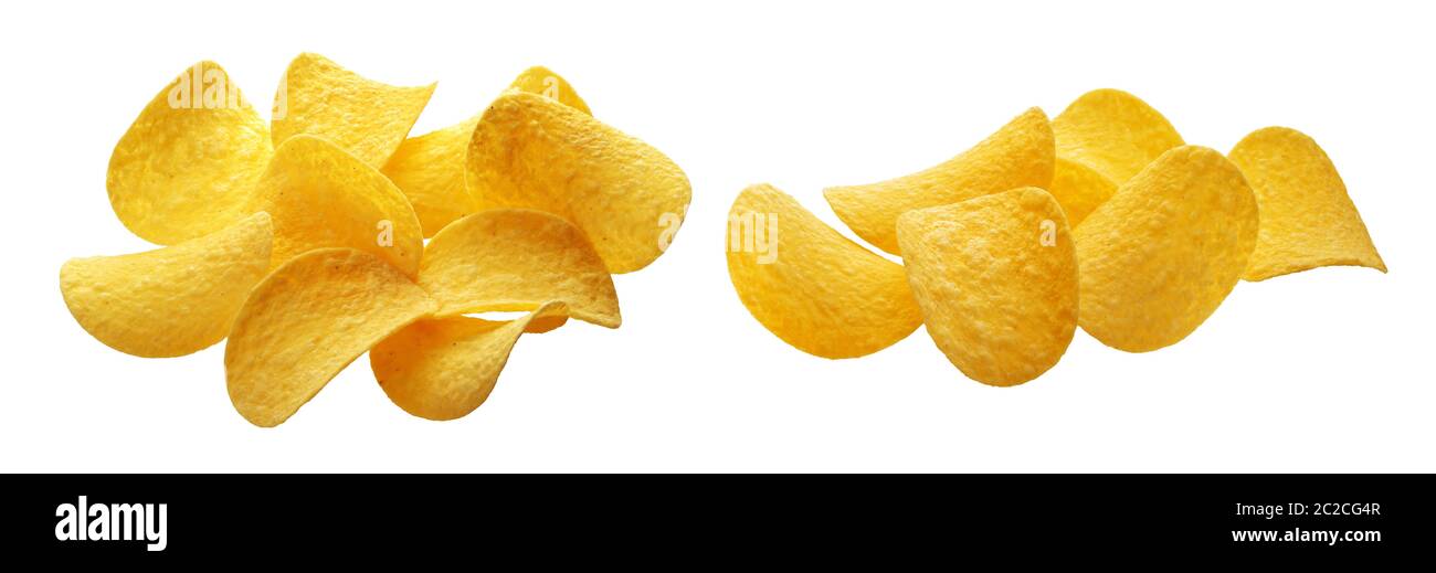Potato Chips isolati su sfondo bianco Foto Stock