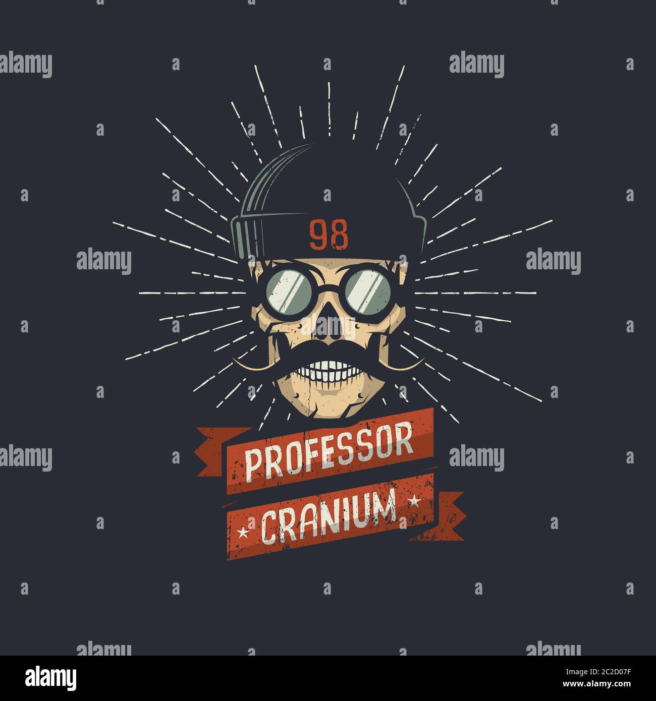 Cranio elegante con baffi Illustrazione Vettoriale