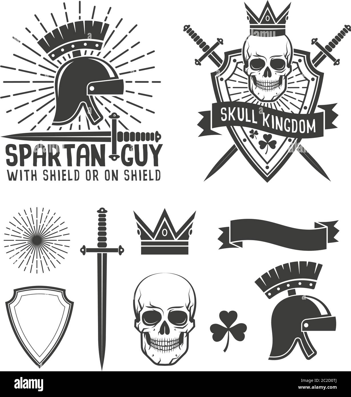 Casco Spartan corona cranio Illustrazione Vettoriale