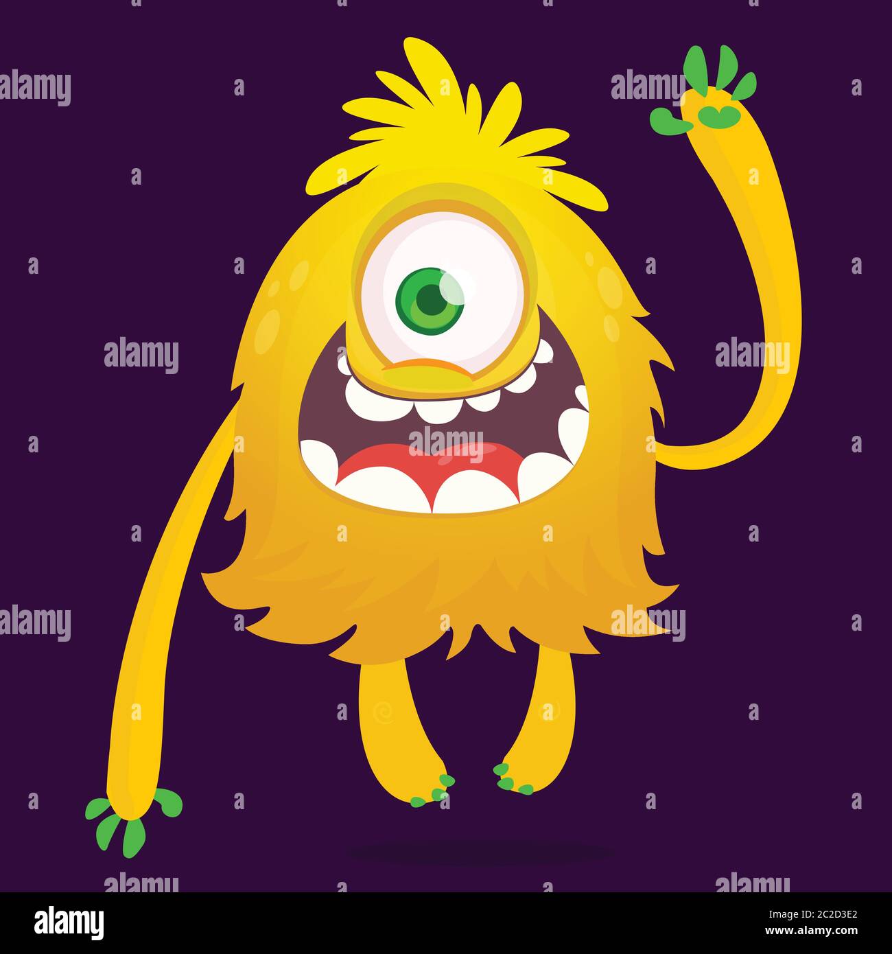Simpatico mostro di cartoni animati con un occhio. Illustrazione vettoriale di Halloween di mostro eccitato Illustrazione Vettoriale