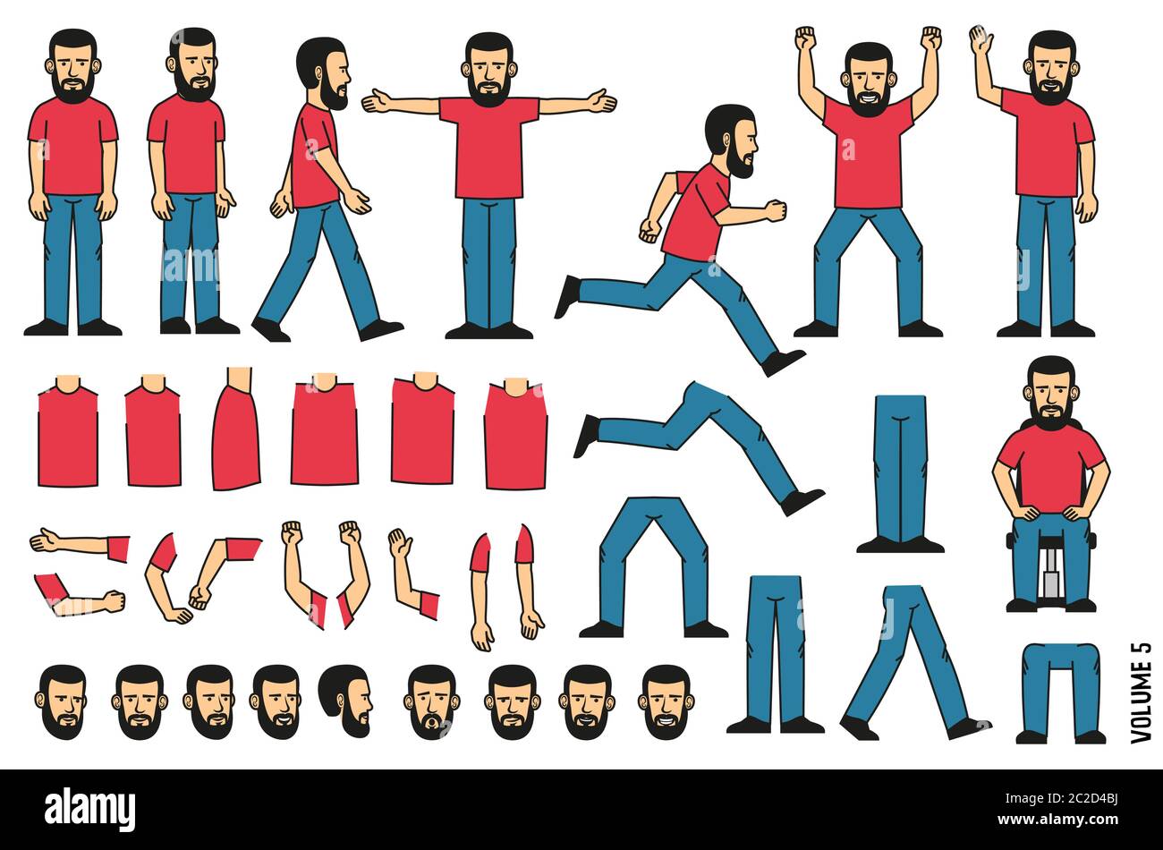 Costruttore uomo bearded. Illustrazione Vettoriale