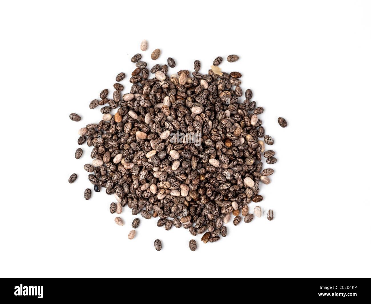 semi di chia su sfondo bianco vista dall'alto Foto Stock