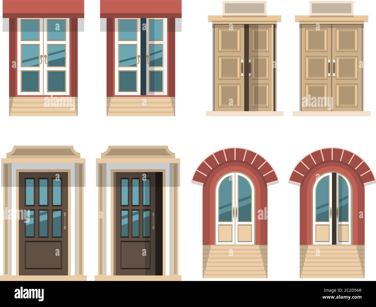 Diverse porte aperte e chiuse Illustrazione Vettoriale