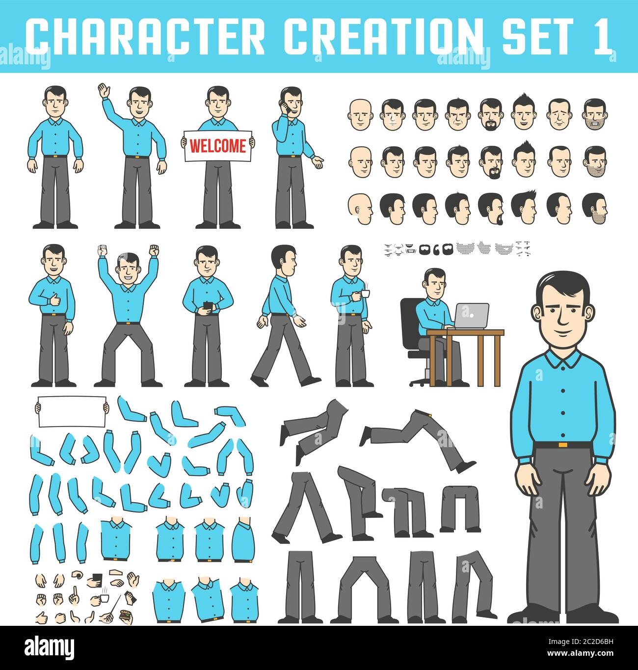 Set per la creazione di caratteri Illustrazione Vettoriale