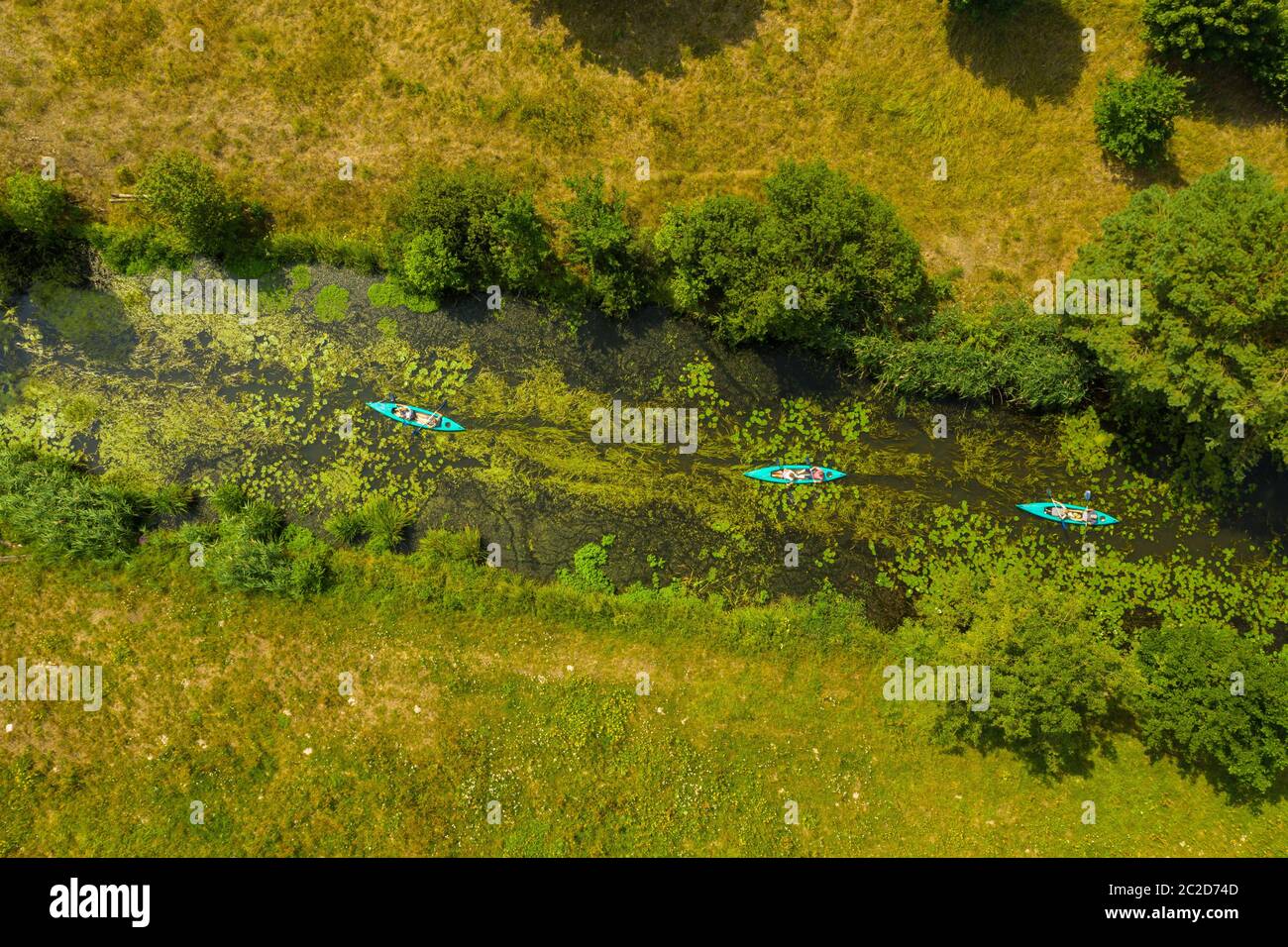 Vista su kayak sul fiume Foto Stock