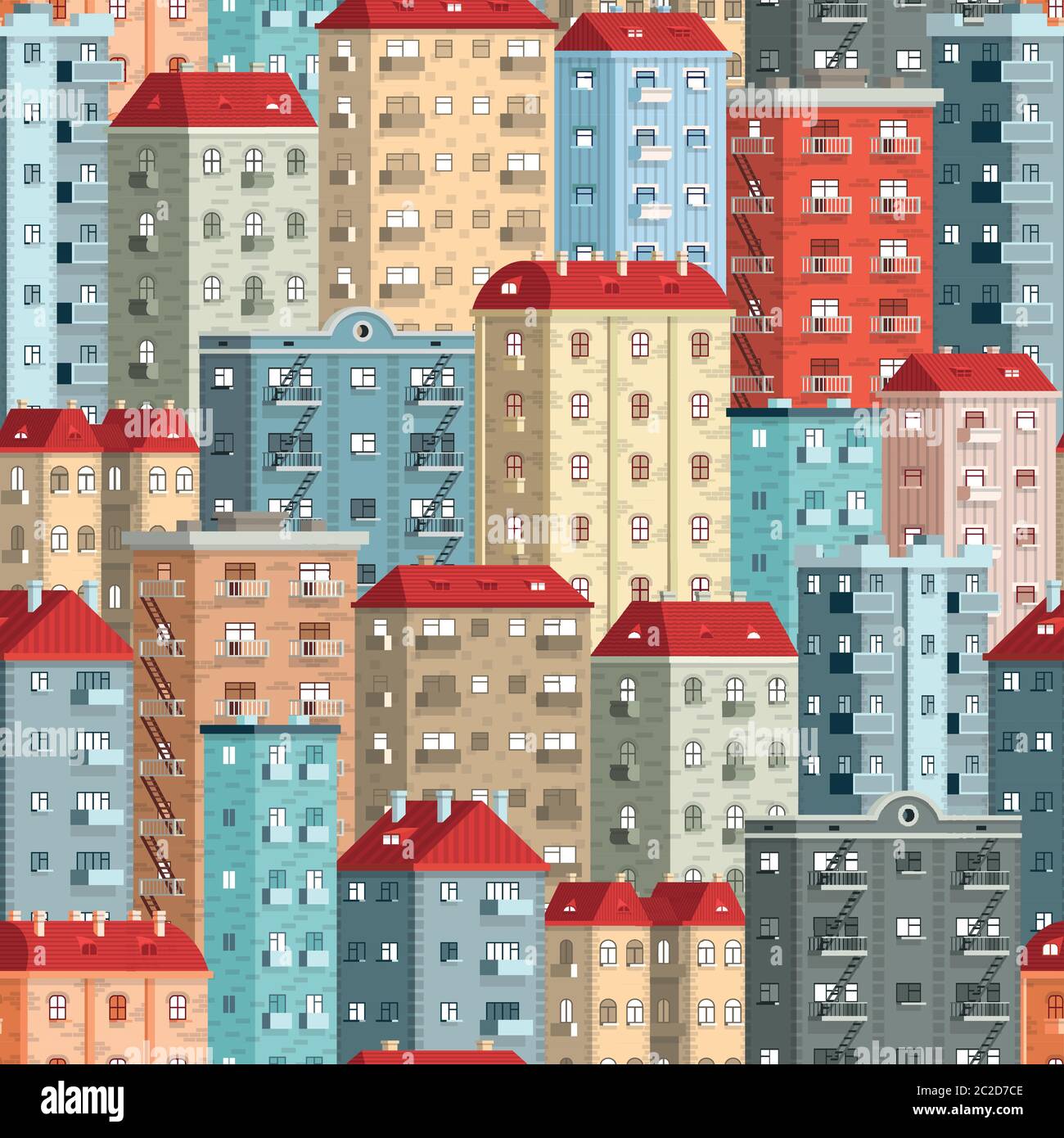 Alti edifici europei colorati Illustrazione Vettoriale