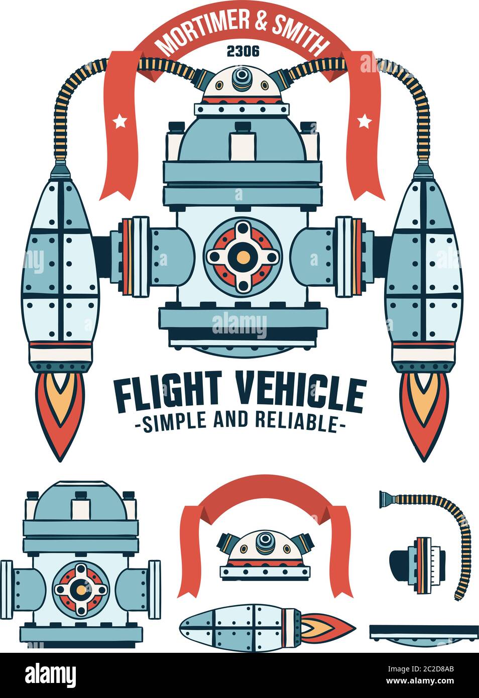 Macchina volante reattiva fantastica Illustrazione Vettoriale