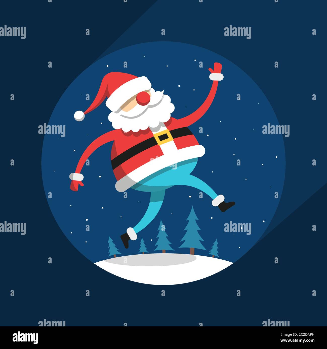 Divertente Babbo Natale in stile piatto Illustrazione Vettoriale