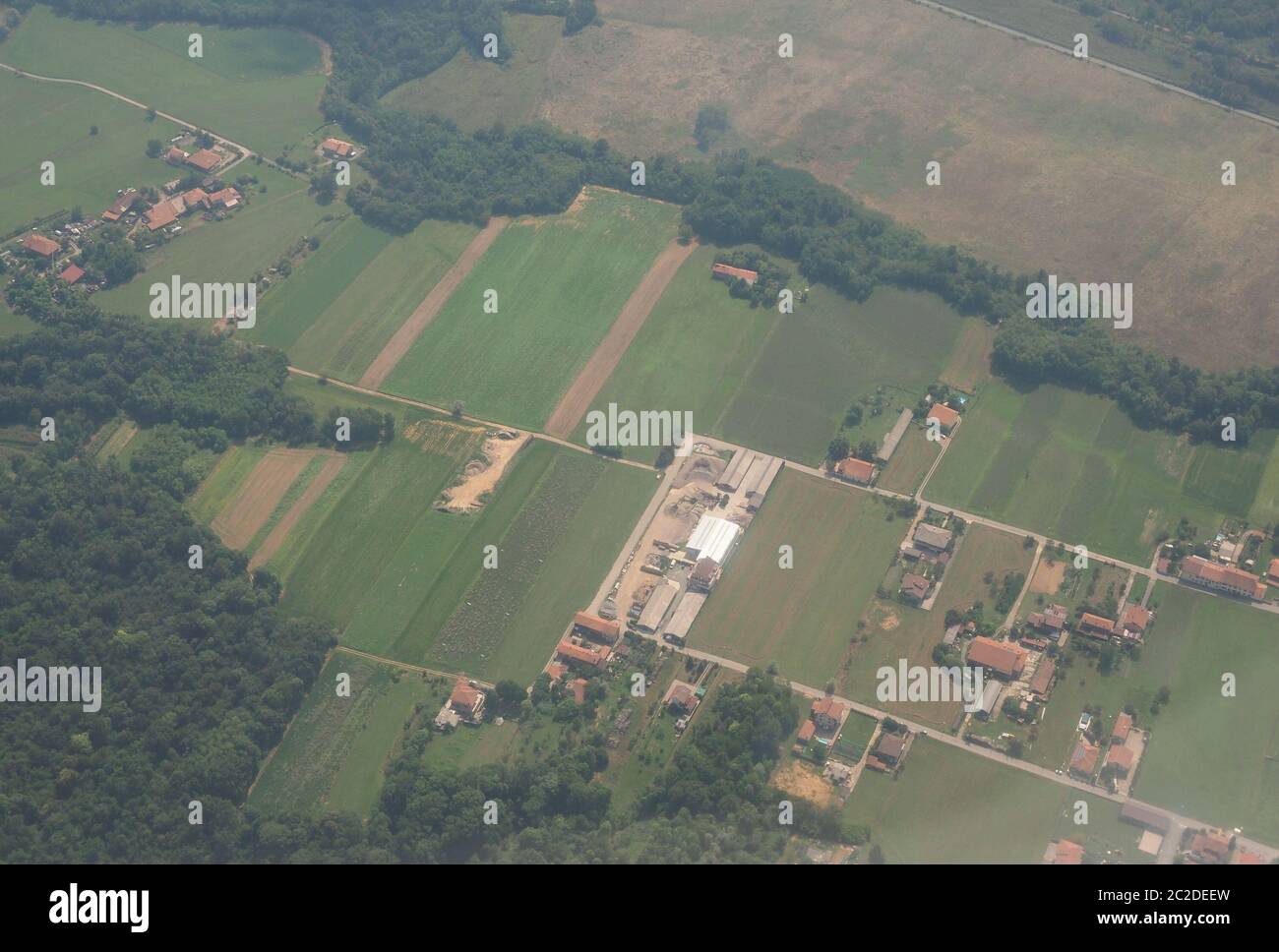Viiew aerea del Piemonte vicino a caselle Foto Stock