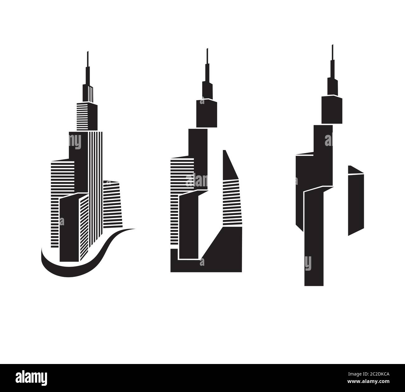 un insieme di grattacieli minimalisti stilizzati per l'uso in qualsiasi scopo grafico di illustrazione di centri d'affari, immobili, grandi città, come simbolo, ecc Illustrazione Vettoriale
