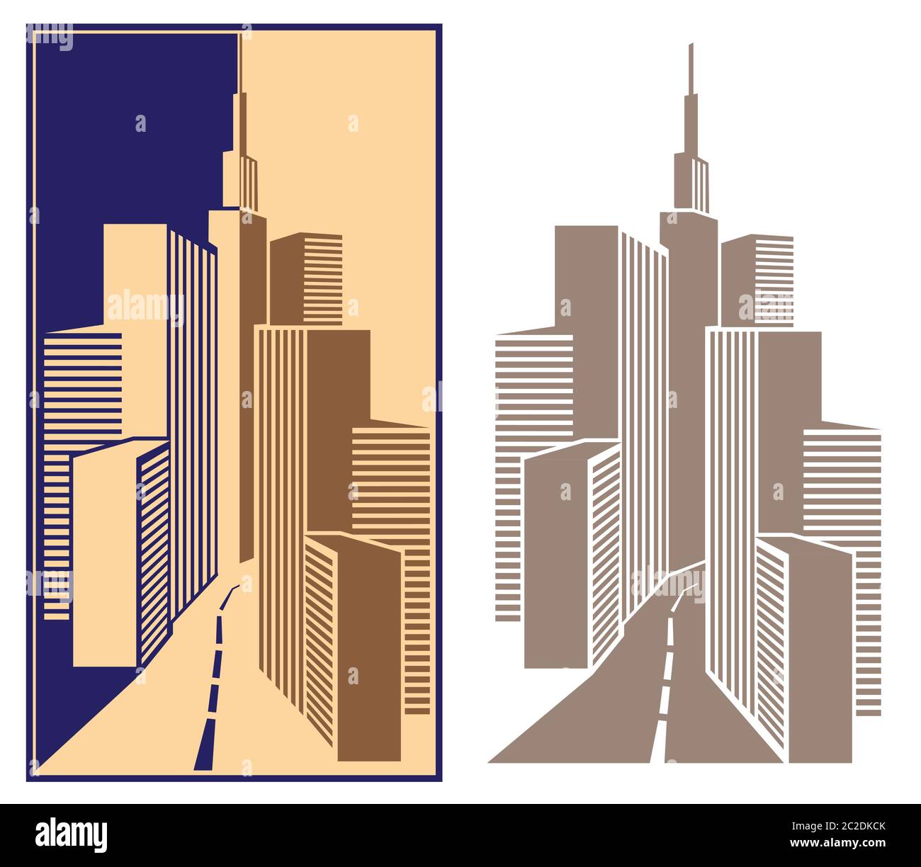 illustrazione stilizzata sul tema del centro affari della città Illustrazione Vettoriale