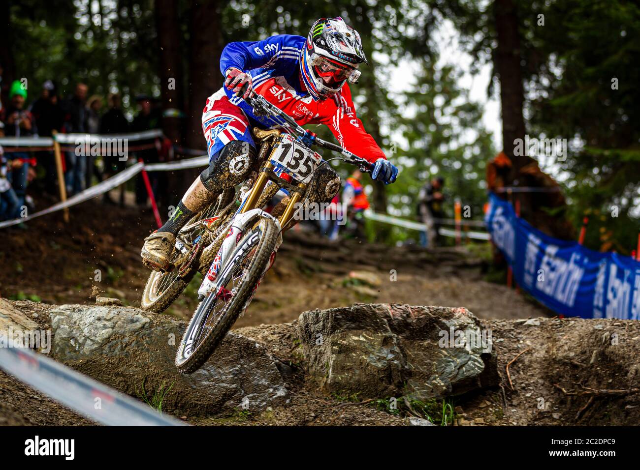 1 SETTEMBRE 2012 - LEOGANG, AUSTRIA. Steve Peat (GBR) si disputano ai Campionati del mondo UCI Mountain Bike Downhill Foto Stock