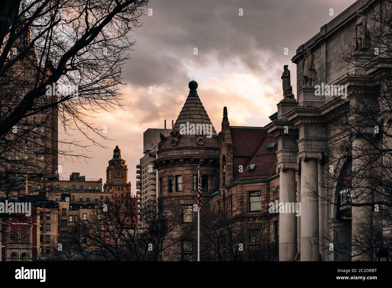 Vista al tramonto del Museo Americano di Storia Naturale nel Central Park West Upper West Side Foto Stock