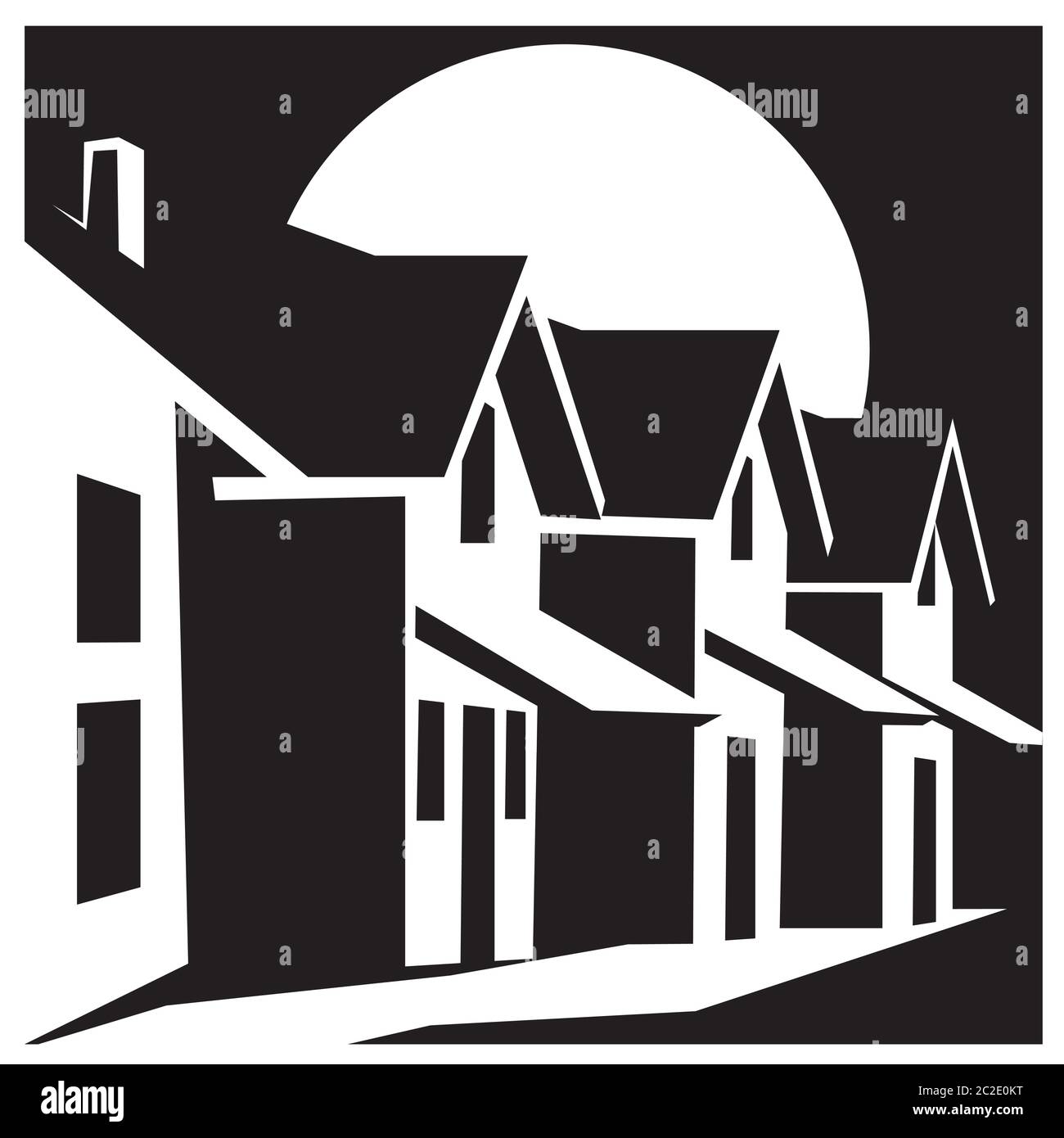 Illustrazione vettoriale stilizzata sul tema di di immobili. Case di città Illustrazione Vettoriale