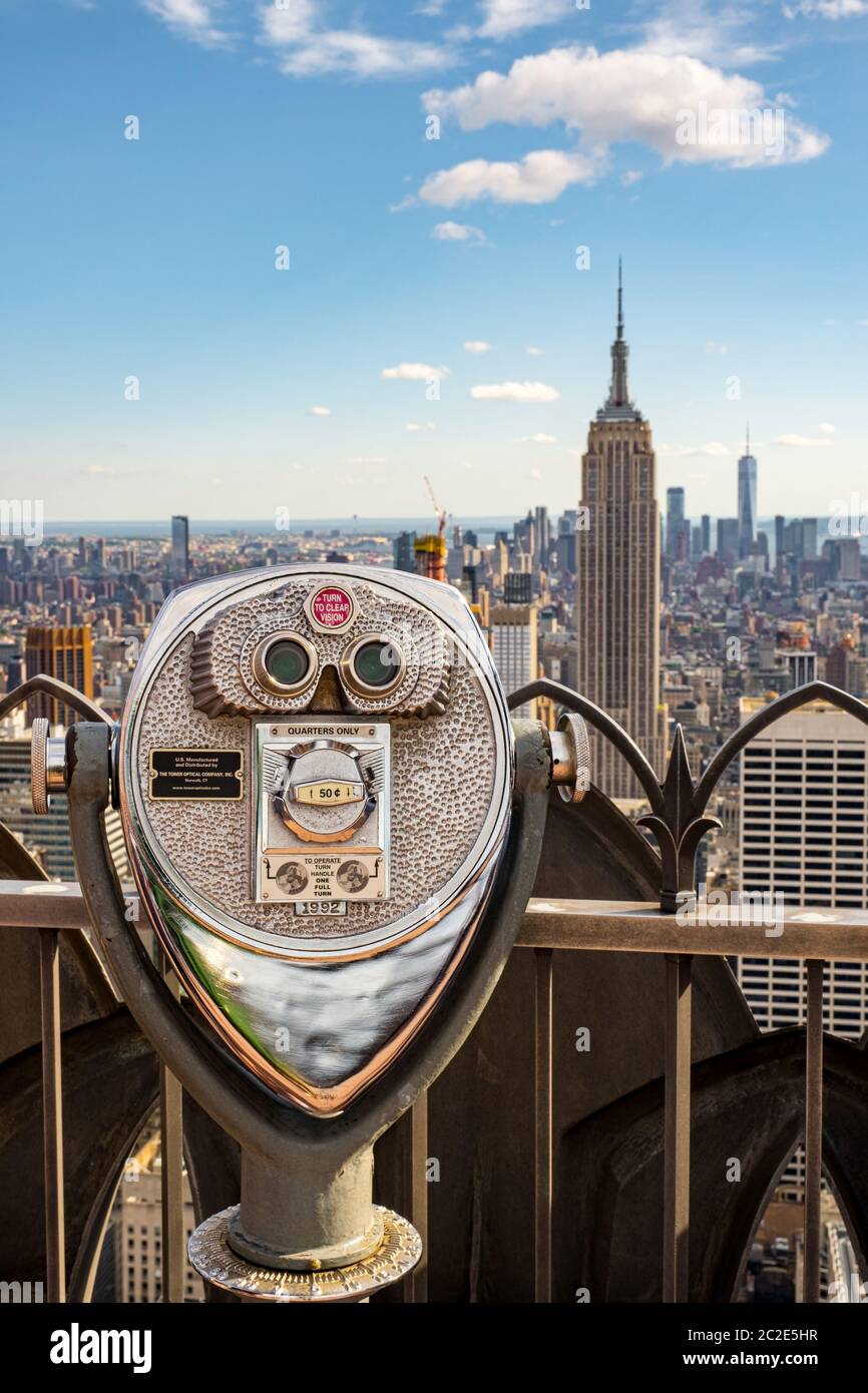 Vista panoramica del centro di New York dal Rockefeller Center sul tetto Foto Stock