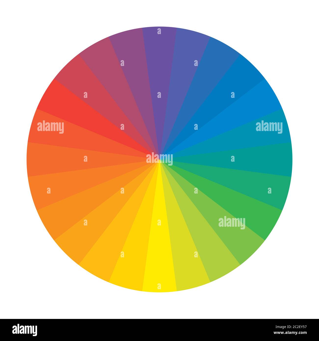 Rainbow spettrale cerchio di 24 multicolore segmenti policromi. L'armonica spettrale colorata tavolozza di pittore. Foto Stock