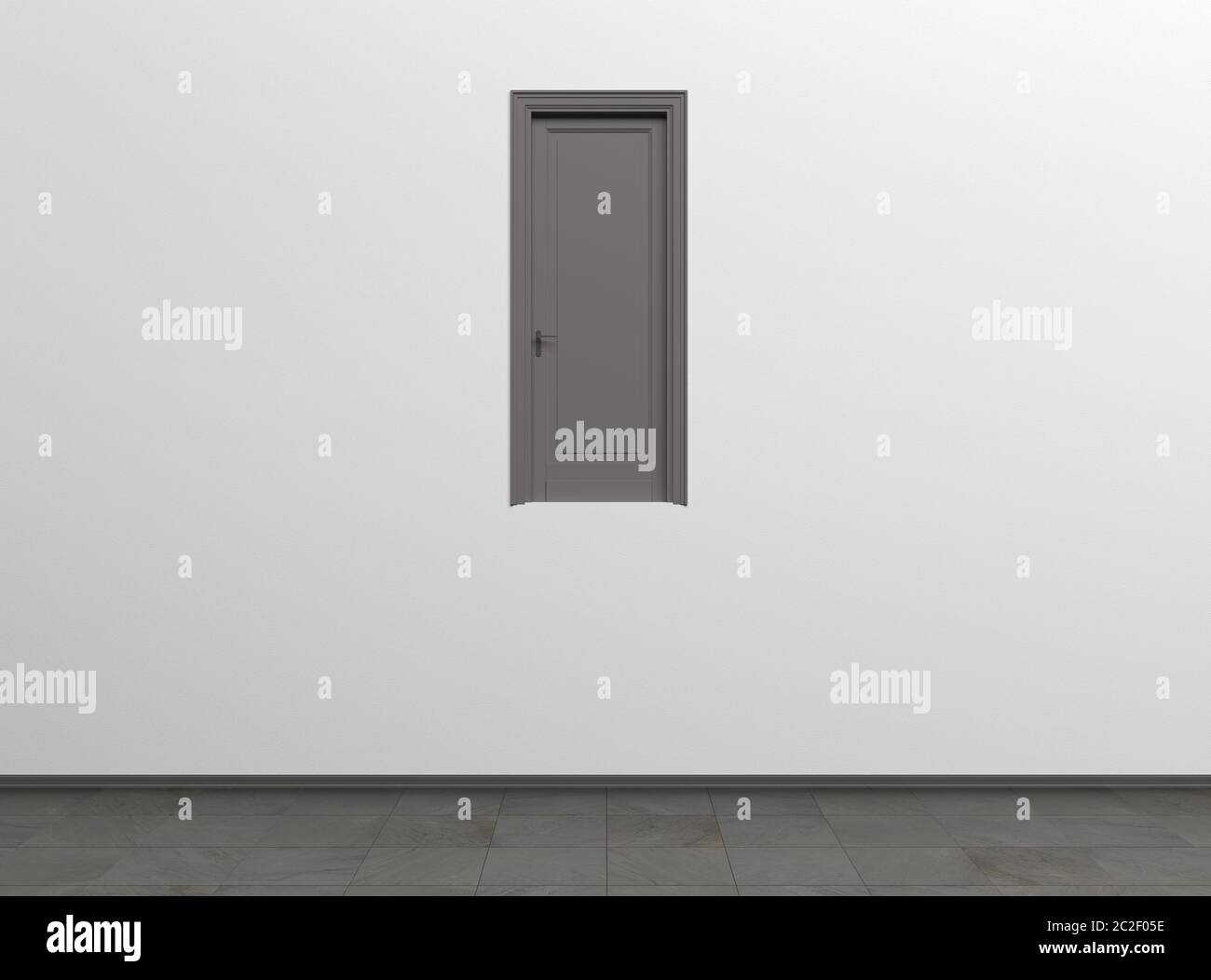 Concetto creativo di interni di una camera con una porta. Realismo concettuale. Illustrazione di rendering 3D di Modern Art. Foto Stock