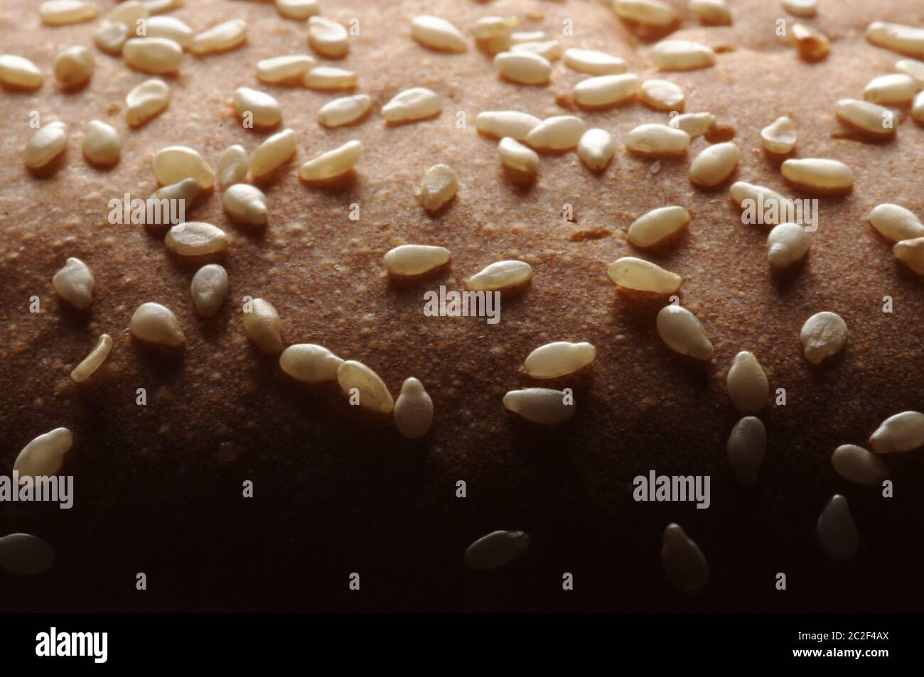Primo piano del pane con semi di sesamo Foto Stock