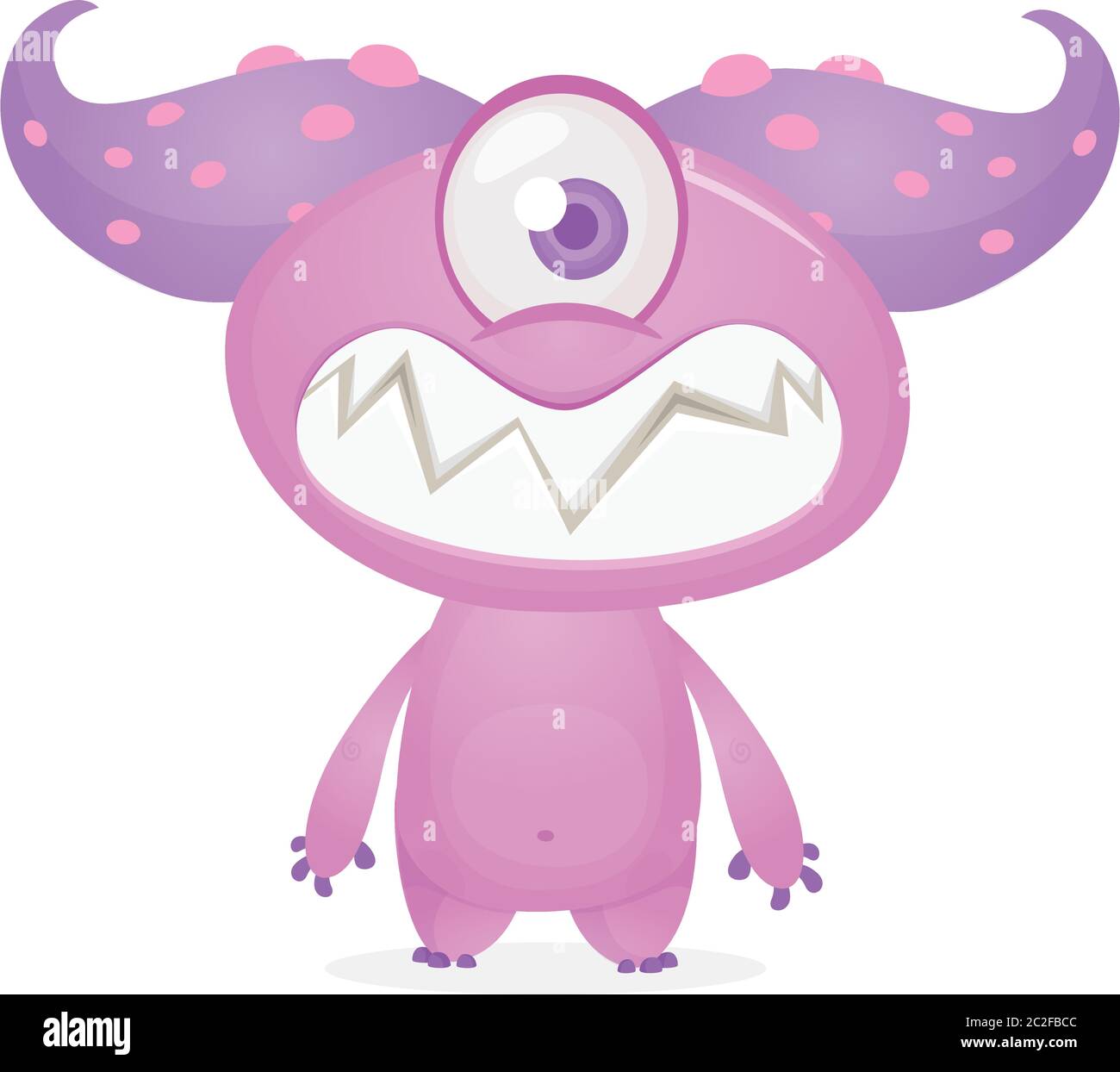Buon mostro eccitato e carino con un occhio. Illustrazione vettoriale di Halloween. Grande set di mostri cartoni animati Illustrazione Vettoriale