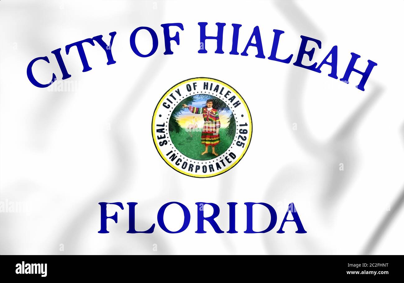 3D Bandiera di Hialeah (Florida), STATI UNITI D'AMERICA. 3D'illustrazione. Foto Stock