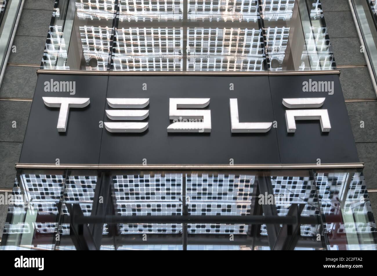 Simbolo del logo Tesla Motors Foto Stock