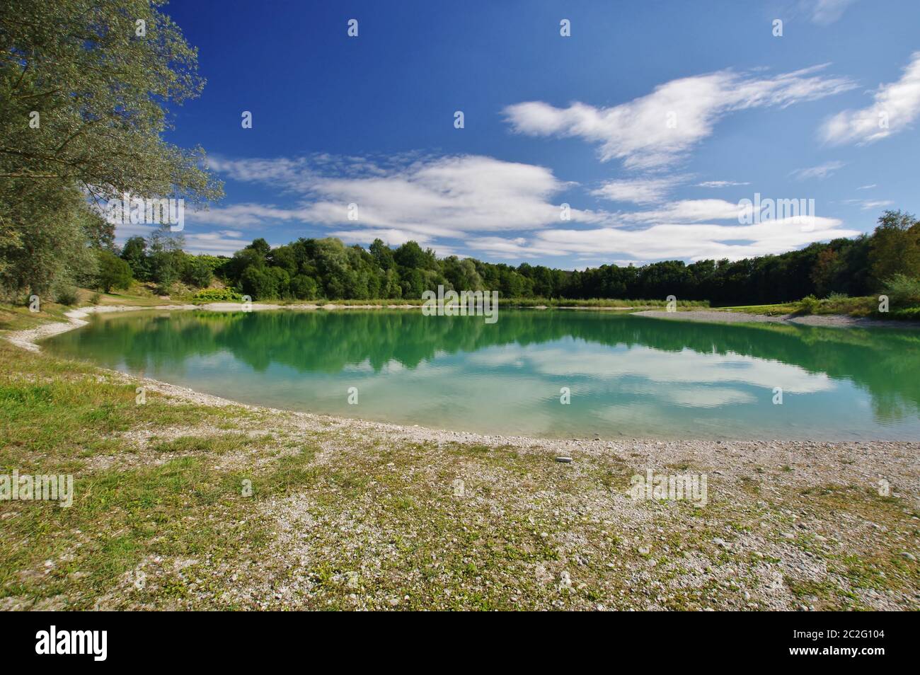 "Naturerlebnisweiher Halfing", Halfing, Chiemgau, alta Baviera, Germania Foto Stock