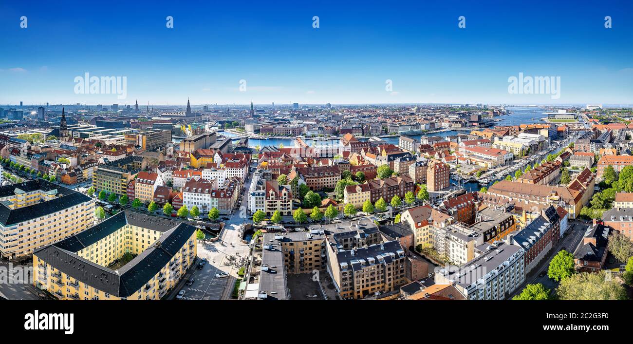 vista panoramica sul centro di copenhagen, danimarca Foto Stock