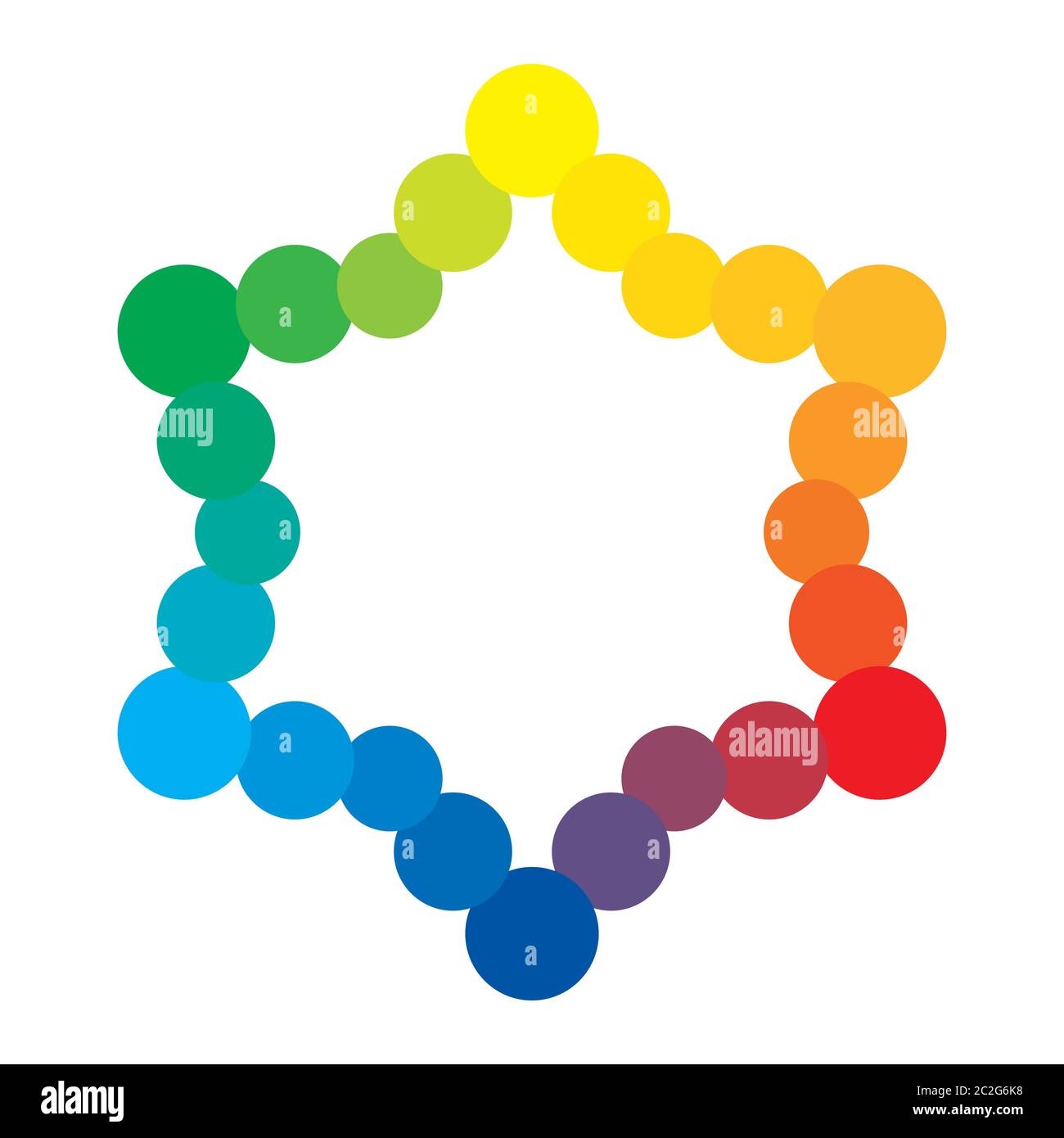 Spettro cromatico multicolore base Versicolor Rainbow colori di 24 anelli. La tavolozza colorata armonica spettrale del dolore Foto Stock