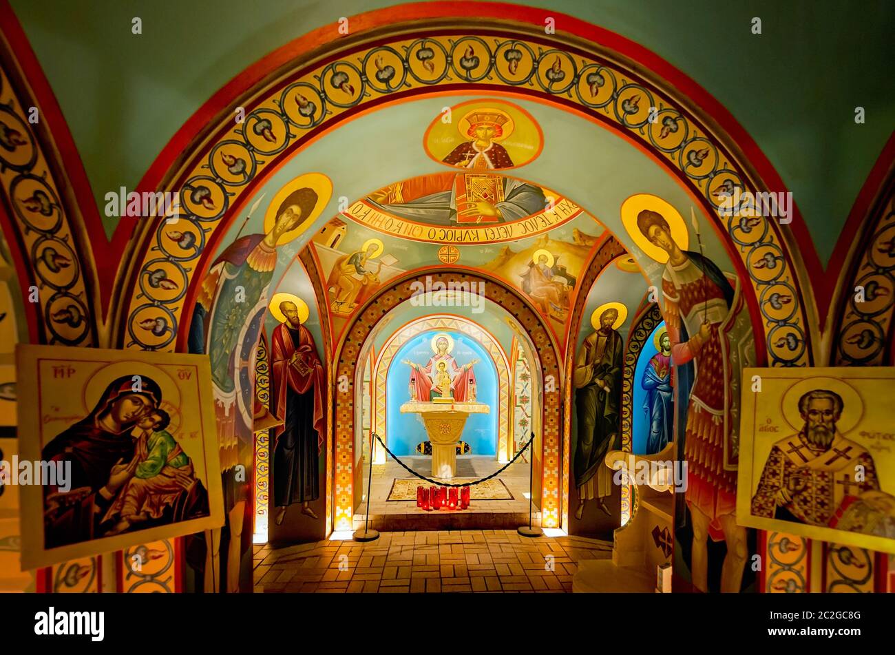 L'interno del Santuario Nazionale di San Photios è raffigurato, il 11 aprile 2015, a St. Augustine, Florida. Foto Stock