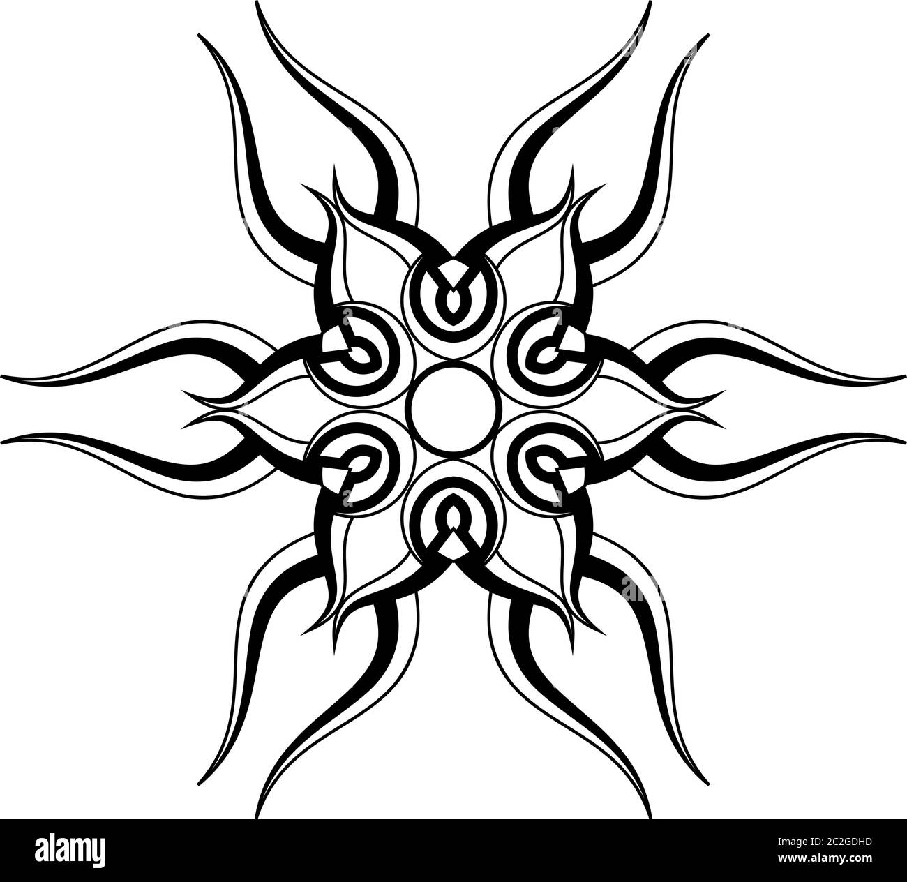 Sun Tribal Tattoo Design Illustrazione artistica vettoriale Illustrazione Vettoriale